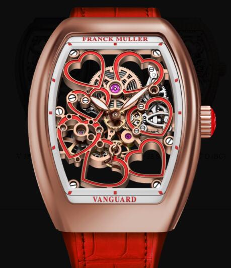 Review Franck Muller Vanguard Lady Heart Skeleton Replica Watch Cheap Price V 38 S6 SQT HEART (RG)